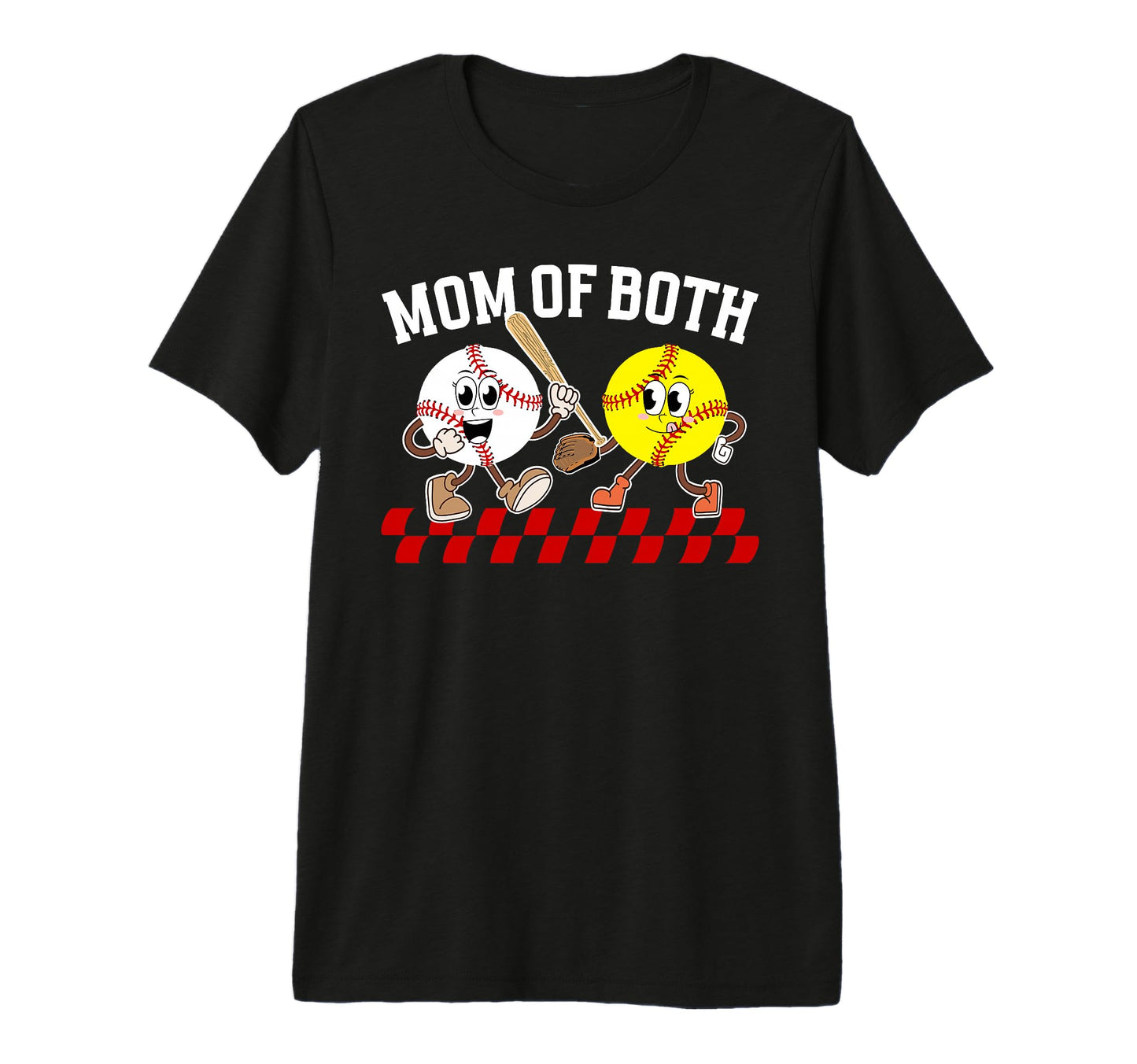 Mom Both Proud Softball Baseball Mom Tri T-Shirt - Graphic Print Men Women - T-Shirt, Sweatshirt, Hoodie