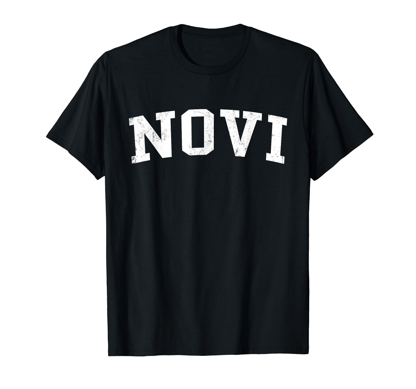 Novi Mi Distressed White Varsity T-Shirt - Trendy Graphic Unisex - T-Shirt, Sweatshirt, Hoodie