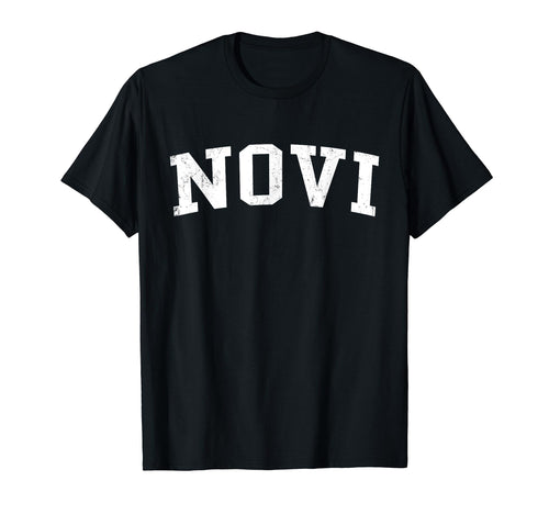 Novi Mi Distressed White Varsity T-Shirt - Trendy Graphic Unisex - T-Shirt, Sweatshirt, Hoodie