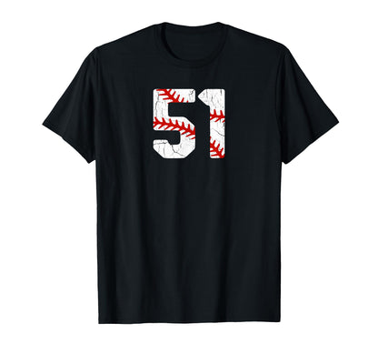 Baseball Player Jersey Number 51 51 T-Shirt - Custom Art Print Unisex - T-Shirt, Sweatshirt, Hoodie