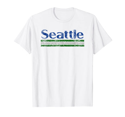 Seattle Washington Weathered Stripe T-Shirt - Graphic Print Men Women - T-Shirt, Sweatshirt, Hoodie