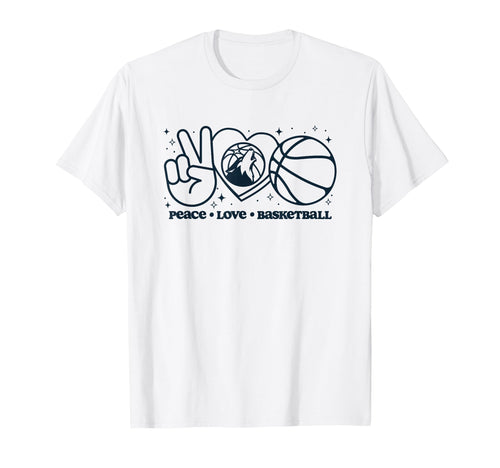 Nba Minnesota Timberwolves Peace Love T-Shirt - Novelty Apparel for Adults - T-Shirt, Sweatshirt, Hoodie