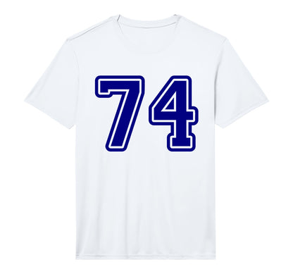 Blue Sports Team Number 74 Performance T-Shirt - Custom Art Print Unisex - T-Shirt, Sweatshirt, Hoodie