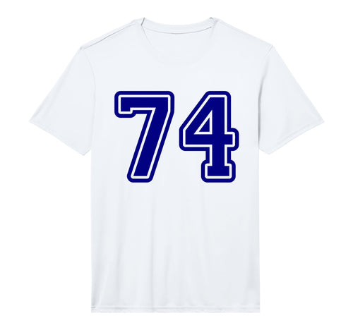 Blue Sports Team Number 74 Performance T-Shirt - Custom Art Print Unisex - T-Shirt, Sweatshirt, Hoodie