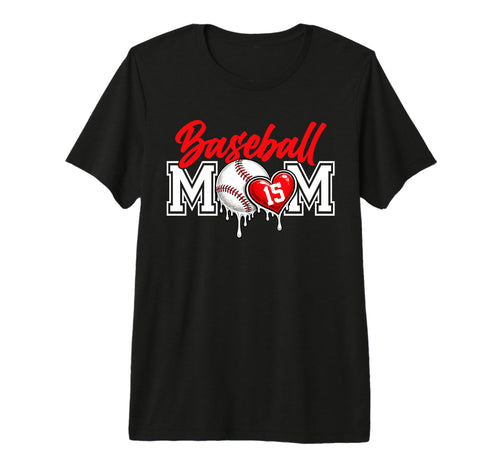 Personalized Proud Mom Jersey Number 15 T-Shirt - Graphic Print Unisex - T-Shirt, Sweatshirt, Hoodie