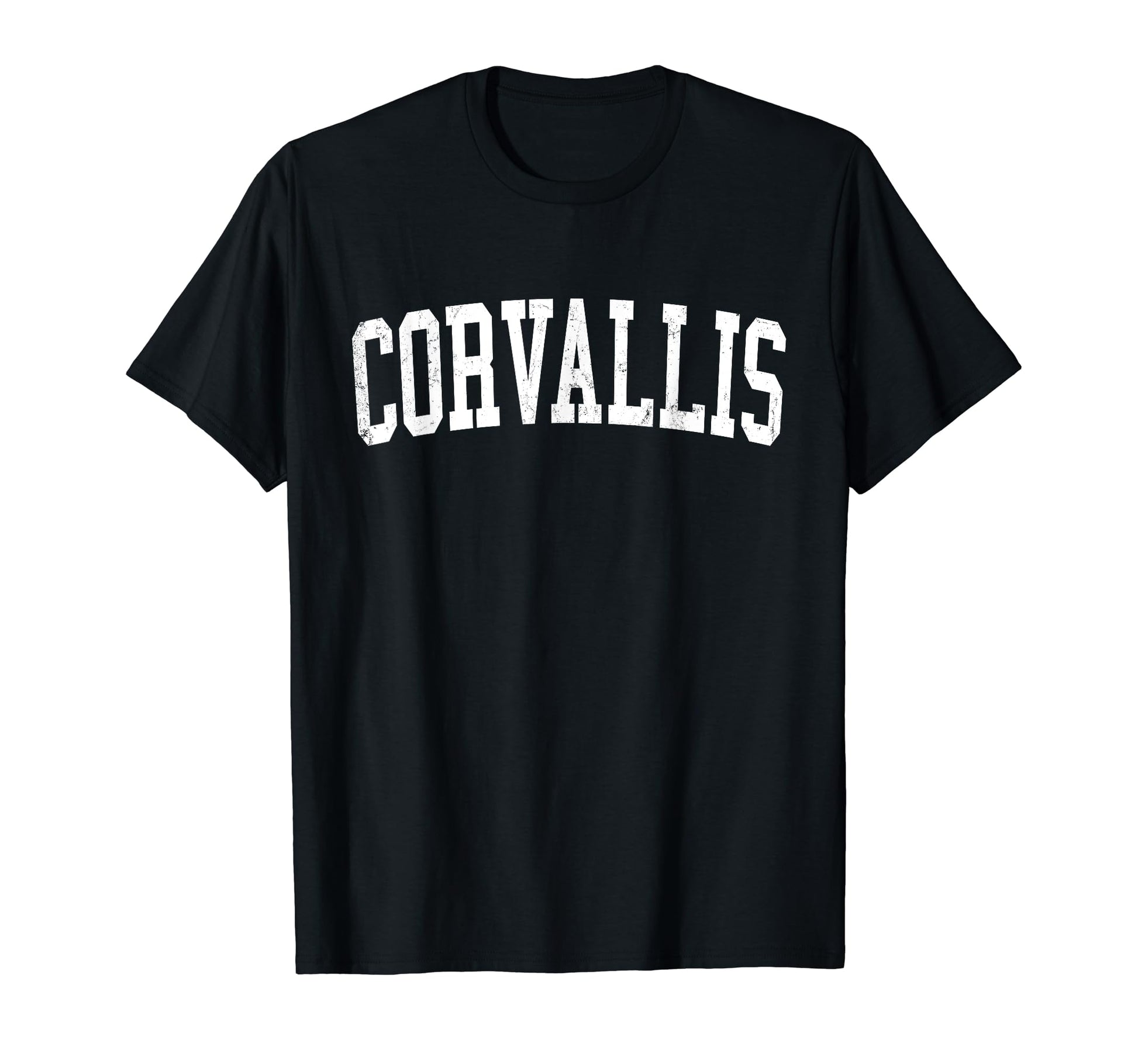 Corvallis Or Distressed White Varsity T-Shirt - Aesthetic Graphic Unisex - T-Shirt, Sweatshirt, Hoodie