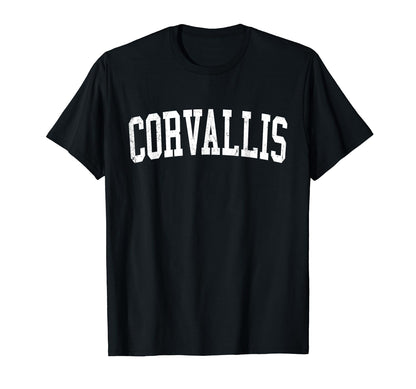 Corvallis Or Distressed White Varsity T-Shirt - Aesthetic Graphic Unisex - T-Shirt, Sweatshirt, Hoodie