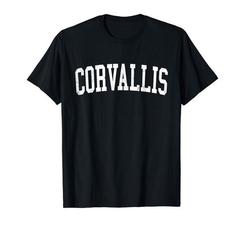 Corvallis Or Distressed White Varsity T-Shirt - Aesthetic Graphic Unisex - T-Shirt, Sweatshirt, Hoodie