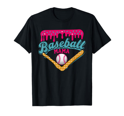 Baseball Mom Drip Ice Cream Baseball T-Shirt - Aesthetic Graphic Unisex - T-Shirt, Sweatshirt, Hoodie