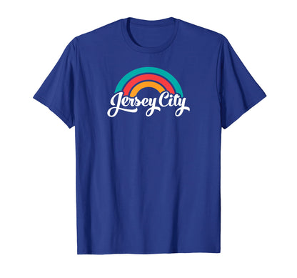 Jersey City Nj Script Rainbow T-Shirt - Aesthetic Graphic for Adults - T-Shirt, Sweatshirt, Hoodie