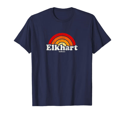 Elkhart Indiana 70S Rainbow T-Shirt - Casual Everyday Wear for Adults - T-Shirt, Sweatshirt, Hoodie