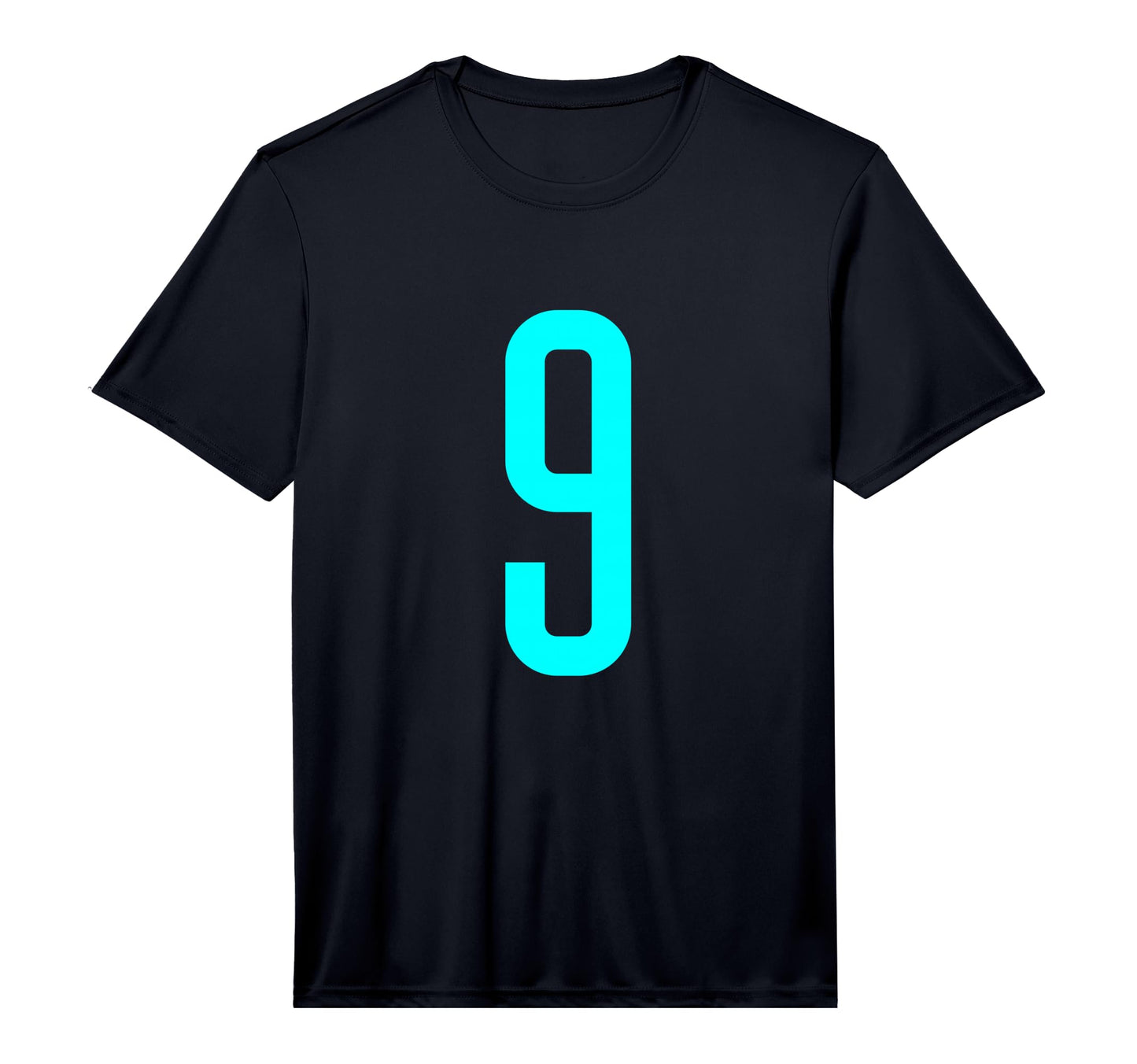 Number 9 Cyan Sports Team Performance T-Shirt - Minimalist Print Unisex - T-Shirt, Sweatshirt, Hoodie