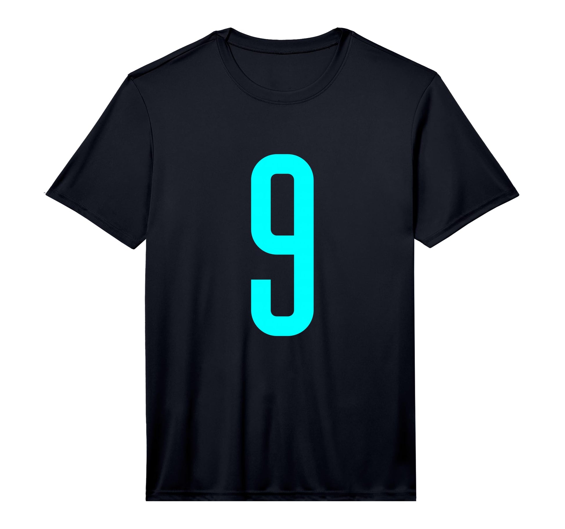 Number 9 Cyan Sports Team Performance T-Shirt - Minimalist Print Unisex - T-Shirt, Sweatshirt, Hoodie