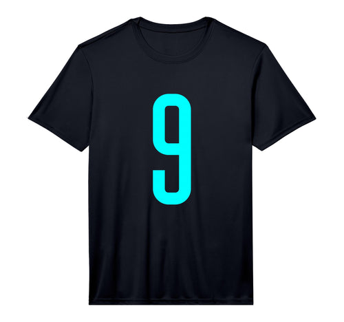 Number 9 Cyan Sports Team Performance T-Shirt - Minimalist Print Unisex - T-Shirt, Sweatshirt, Hoodie