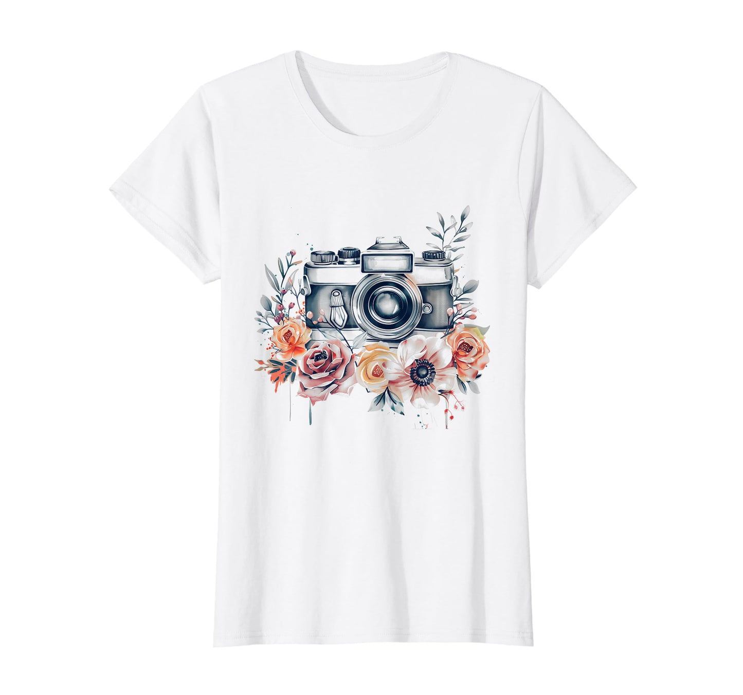 Photographer Camera Flowers T-Shirt - Custom Art Print for Adults - T-Shirt, Sweatshirt, Hoodie