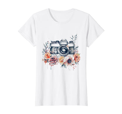 Photographer Camera Flowers T-Shirt - Custom Art Print for Adults - T-Shirt, Sweatshirt, Hoodie
