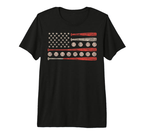 Baseball Us Flag Baseball Lover Dad T-Shirt - Minimalist Print Men Women - T-Shirt, Sweatshirt, Hoodie