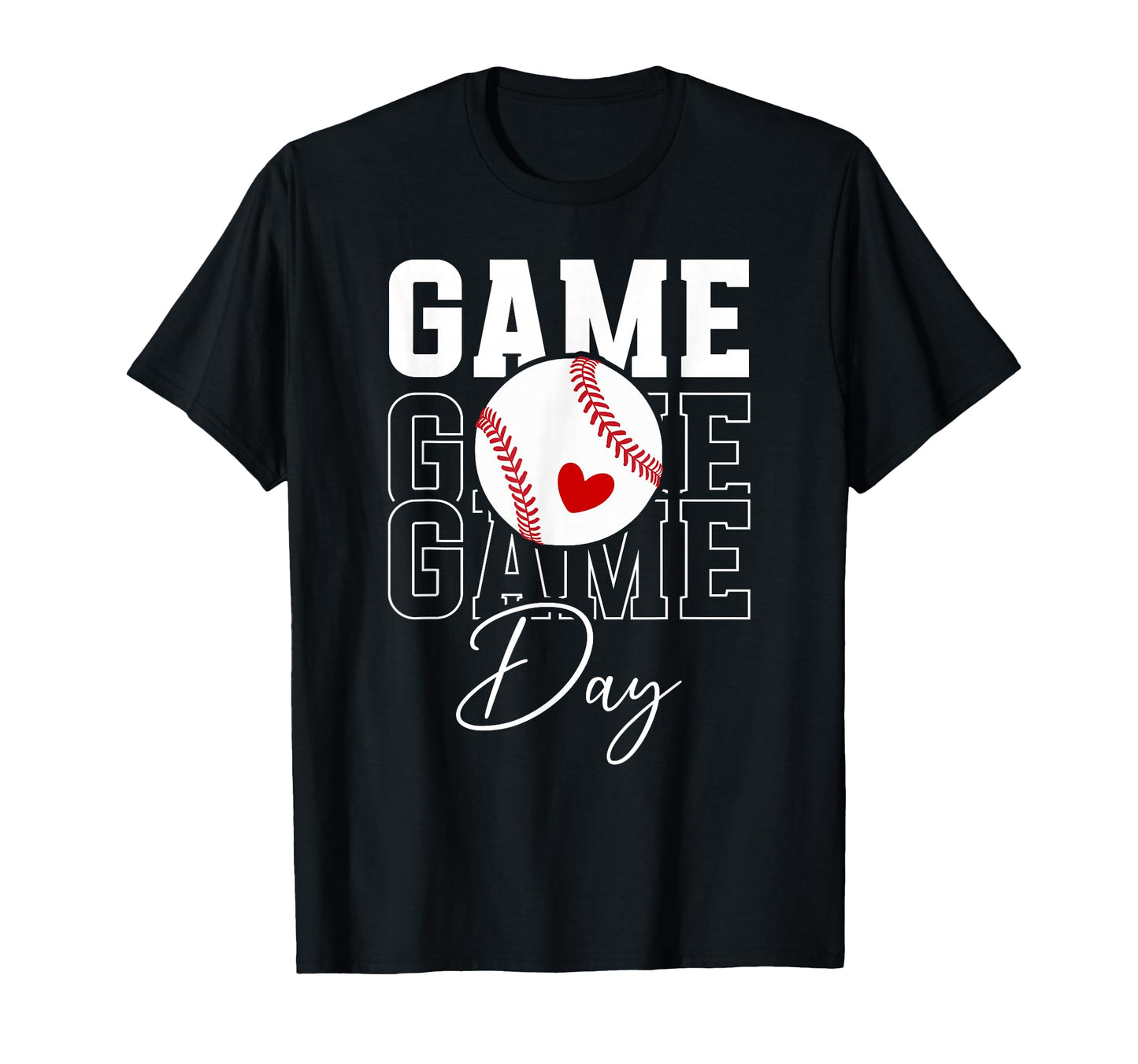 Game Day Baseball Game Day Heart T-Shirt - Graphic Print Men Women - T-Shirt, Sweatshirt, Hoodie