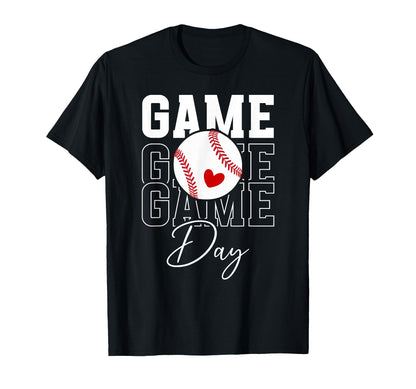 Game Day Baseball Game Day Heart T-Shirt - Graphic Print Men Women - T-Shirt, Sweatshirt, Hoodie