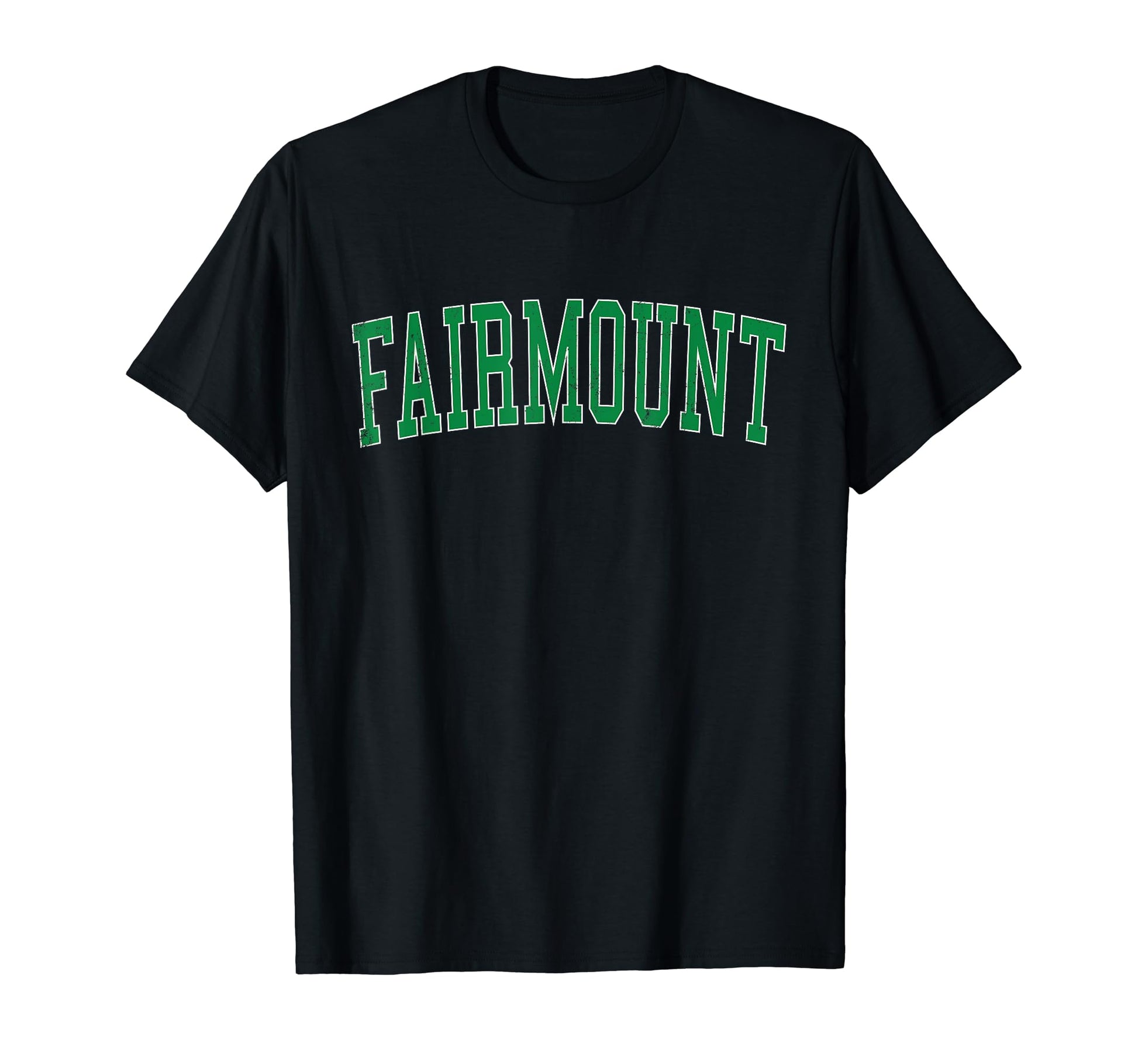 Fairmount Ny Distressed Green Varsity T-Shirt - Minimalist Print Unisex - T-Shirt, Sweatshirt, Hoodie