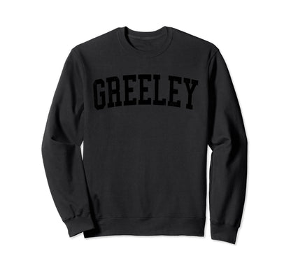 Greeley Co Distressed Black Varsity Sweatshirt - Unique Graphic Unisex - T-Shirt, Sweatshirt, Hoodie