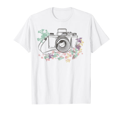 Lovely Camera Floral T-Shirt - Aesthetic Graphic Unisex - T-Shirt, Sweatshirt, Hoodie
