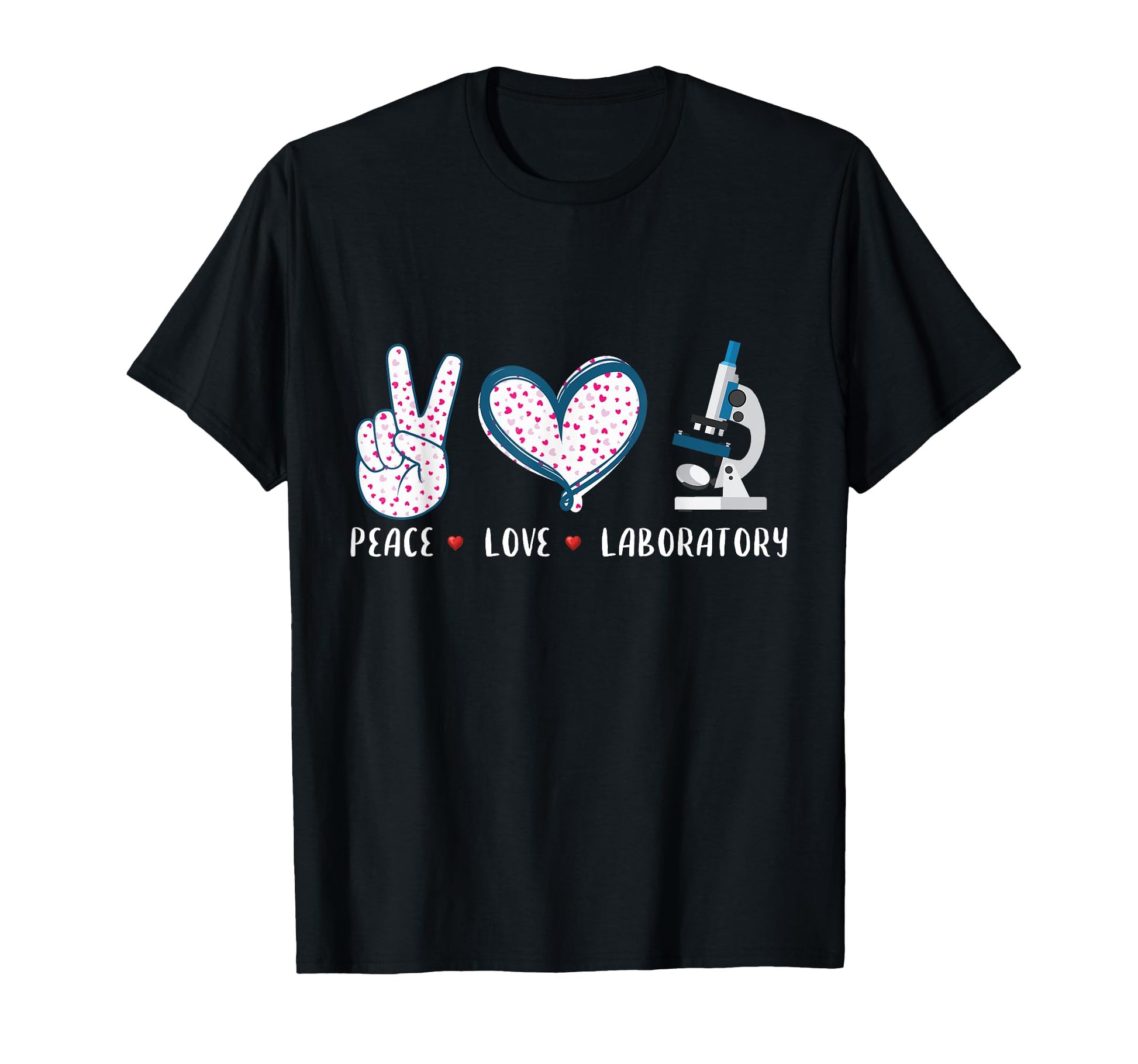 Peace Love Laboratory Lab Research Gifts T-Shirt - Minimalist Print Unisex - T-Shirt, Sweatshirt, Hoodie