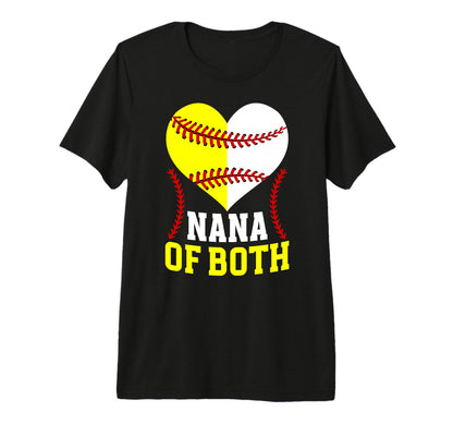 Nana Both Heart Softball Baseball Nana T-Shirt - Unique Graphic for Adults - T-Shirt, Sweatshirt, Hoodie