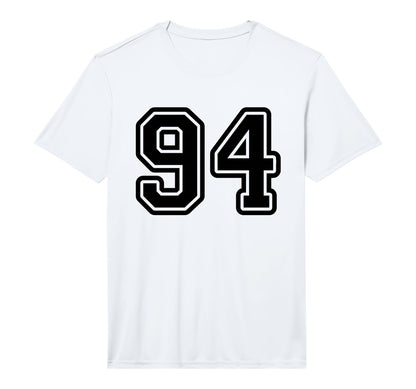 Number 94 Black Sports Team Varsity T-Shirt - Minimalist Print for Adults - T-Shirt, Sweatshirt, Hoodie