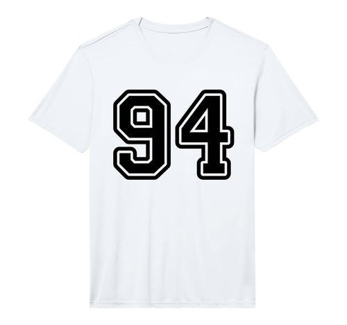 Number 94 Black Sports Team Varsity T-Shirt - Minimalist Print for Adults - T-Shirt, Sweatshirt, Hoodie