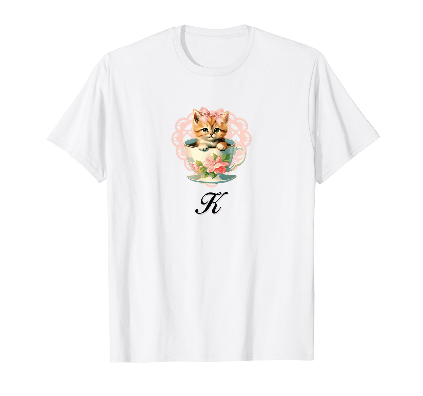 K Cat Coquette Bow Girlcore Y2K Aesthetic T-Shirt - Streetwear Style Unisex - T-Shirt, Sweatshirt, Hoodie