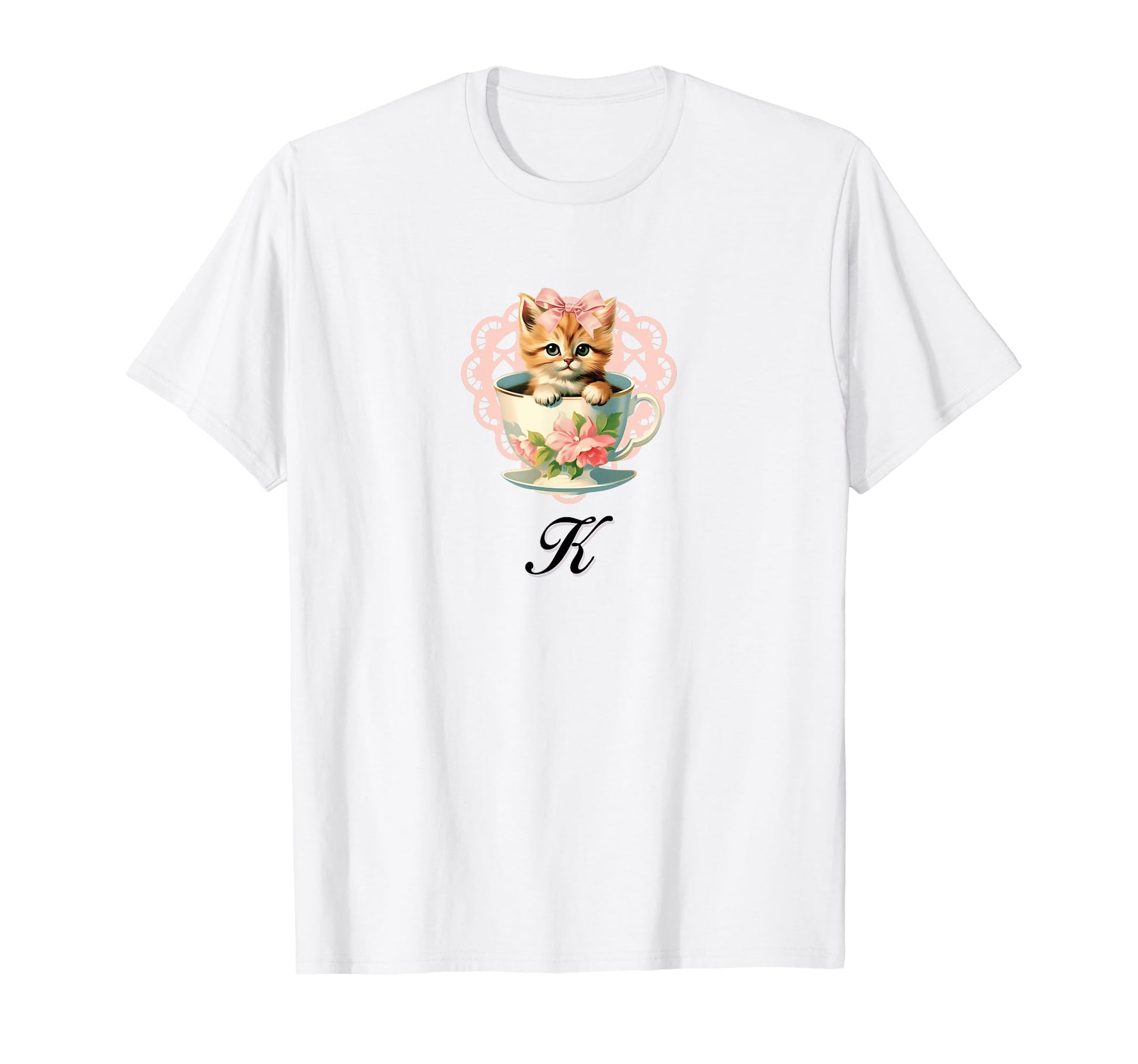 K Cat Coquette Bow Girlcore Y2K Aesthetic T-Shirt - Streetwear Style Unisex - T-Shirt, Sweatshirt, Hoodie