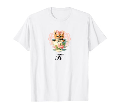 K Cat Coquette Bow Girlcore Y2K Aesthetic T-Shirt - Streetwear Style Unisex - T-Shirt, Sweatshirt, Hoodie