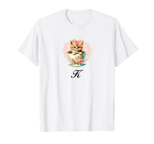 K Cat Coquette Bow Girlcore Y2K Aesthetic T-Shirt - Streetwear Style Unisex - T-Shirt, Sweatshirt, Hoodie