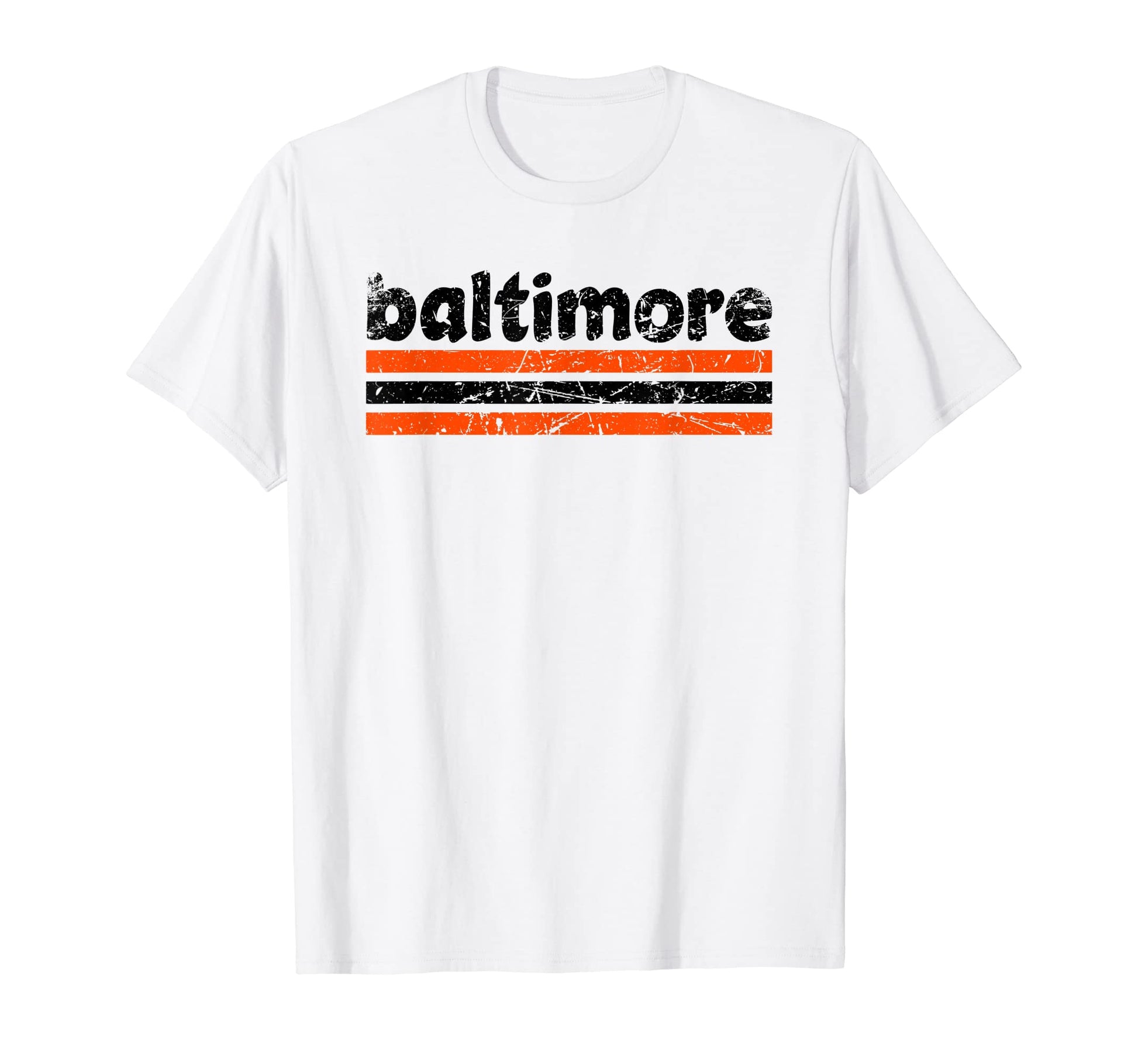 Baltimore Maryland Three Stripe Weathered T-Shirt - Unique Graphic Unisex - T-Shirt, Sweatshirt, Hoodie