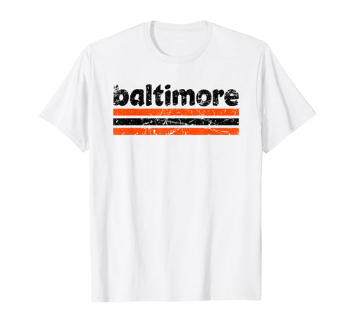 Baltimore Maryland Three Stripe Weathered T-Shirt - Unique Graphic Unisex - T-Shirt, Sweatshirt, Hoodie