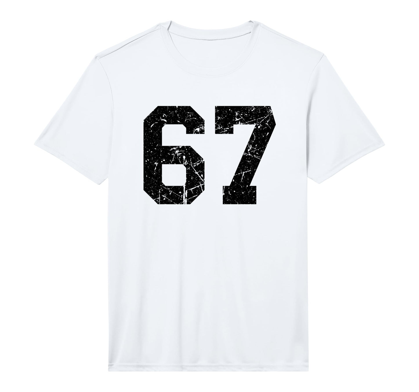Black Distressed Sport Team Number 67 T-Shirt - Novelty Apparel for Adults - T-Shirt, Sweatshirt, Hoodie