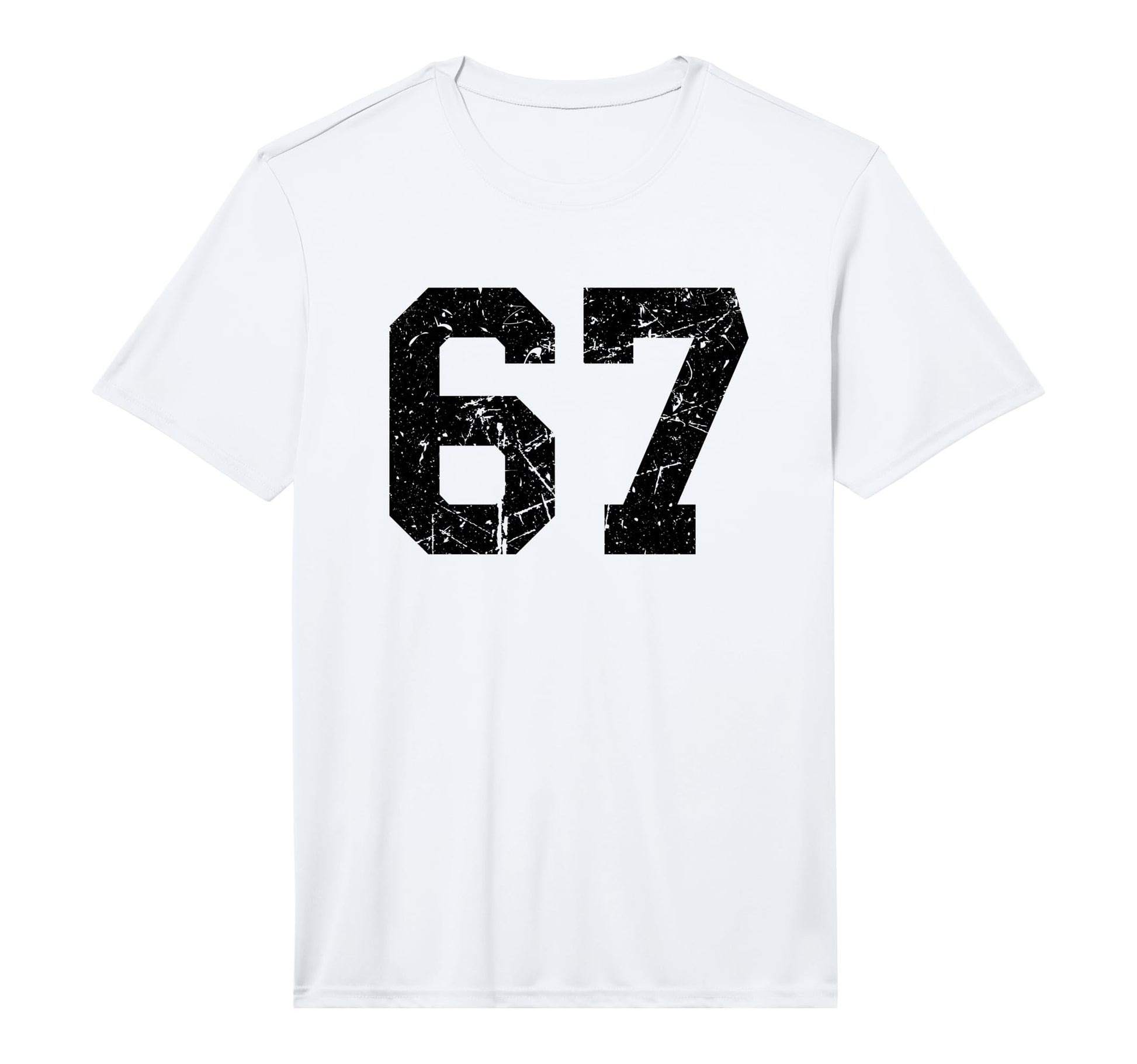 Black Distressed Sport Team Number 67 T-Shirt - Novelty Apparel for Adults - T-Shirt, Sweatshirt, Hoodie