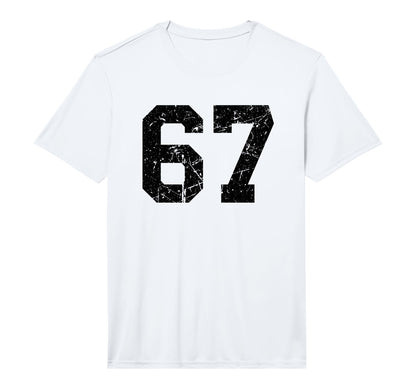 Black Distressed Sport Team Number 67 T-Shirt - Novelty Apparel for Adults - T-Shirt, Sweatshirt, Hoodie