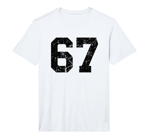 Black Distressed Sport Team Number 67 T-Shirt - Novelty Apparel for Adults - T-Shirt, Sweatshirt, Hoodie