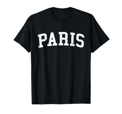 Paris Tn Distressed White Varsity T-Shirt - Graphic Print for Adults - T-Shirt, Sweatshirt, Hoodie