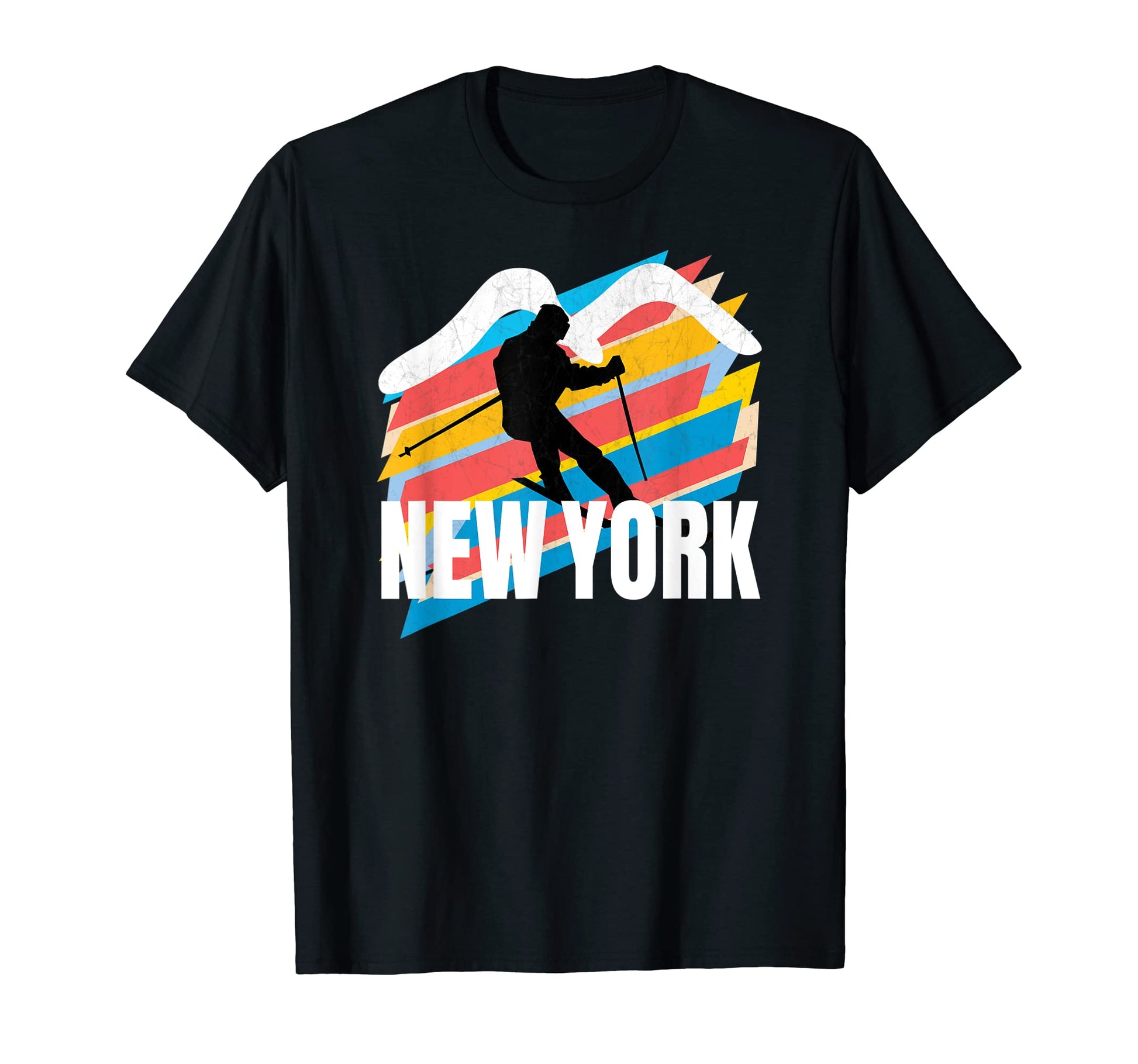 Slalom Skier Poles New York Striped T-Shirt - Aesthetic Graphic Men Women - T-Shirt, Sweatshirt, Hoodie
