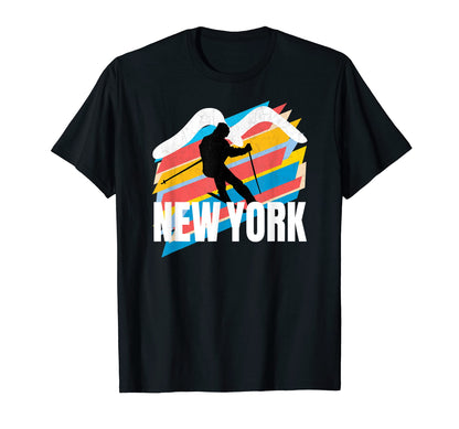 Slalom Skier Poles New York Striped T-Shirt - Aesthetic Graphic Men Women - T-Shirt, Sweatshirt, Hoodie