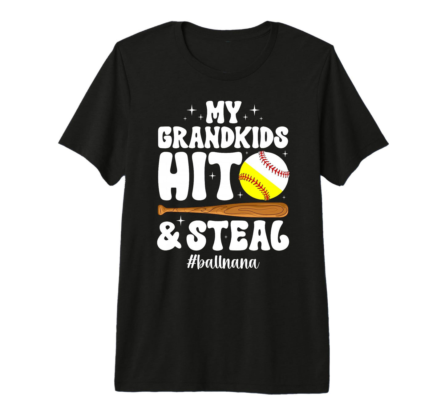 Ball Nana Groovy Baseball Softball Nana T-Shirt - Minimalist Print Unisex - T-Shirt, Sweatshirt, Hoodie