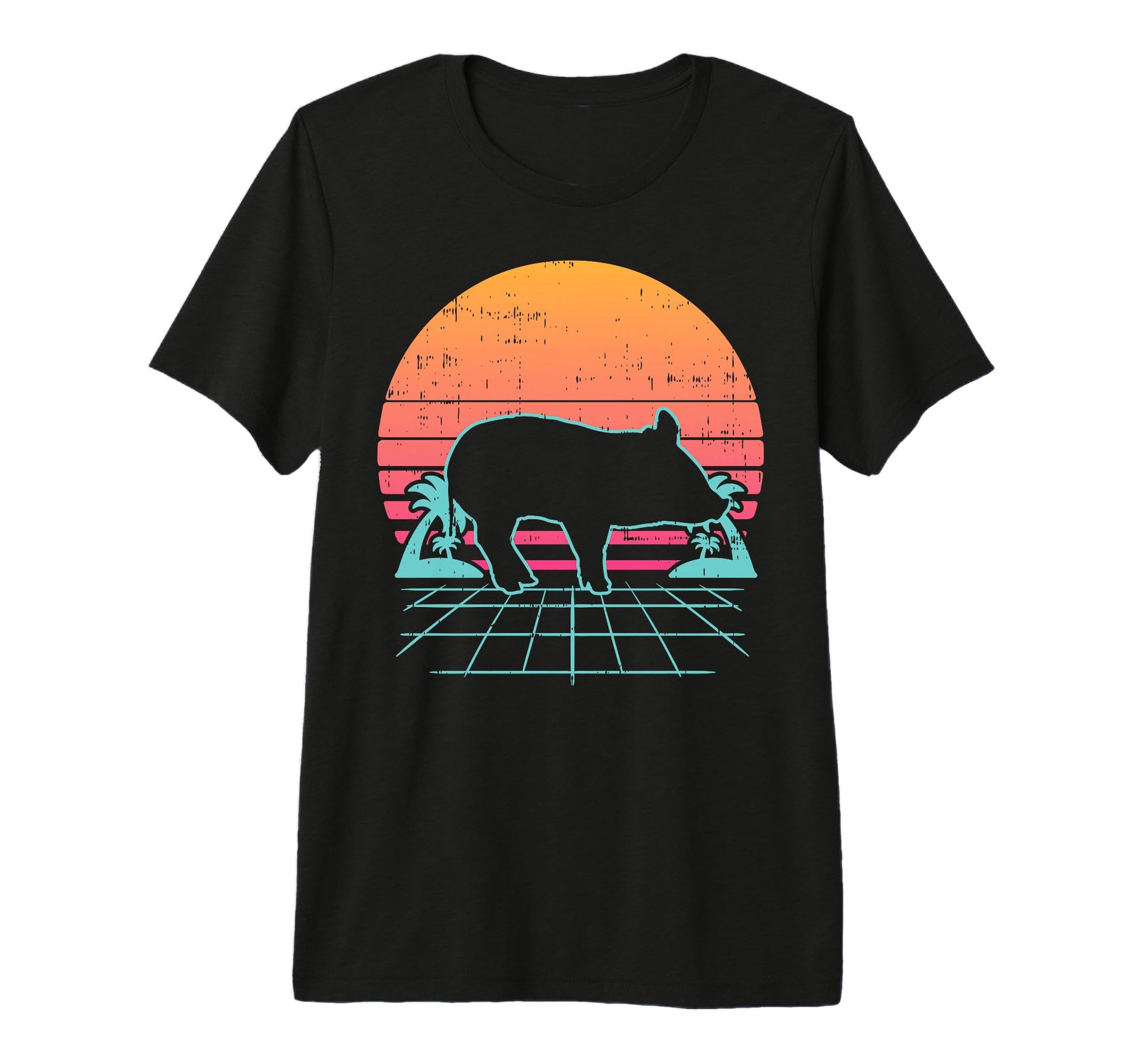 Pig Vaporwave Aesthetic 80S Farm Animal T-Shirt - Aesthetic Graphic Unisex - T-Shirt, Sweatshirt, Hoodie