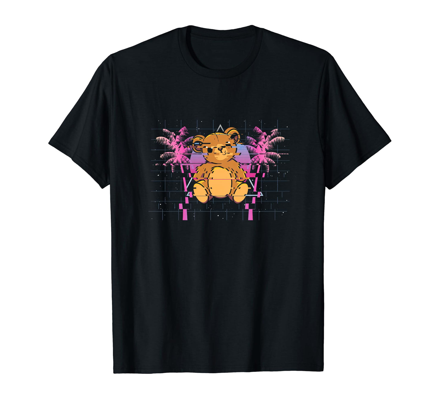 Pixelated Bear Pixelated Palm Trees T-Shirt - Custom Art Print Men Women - T-Shirt, Sweatshirt, Hoodie