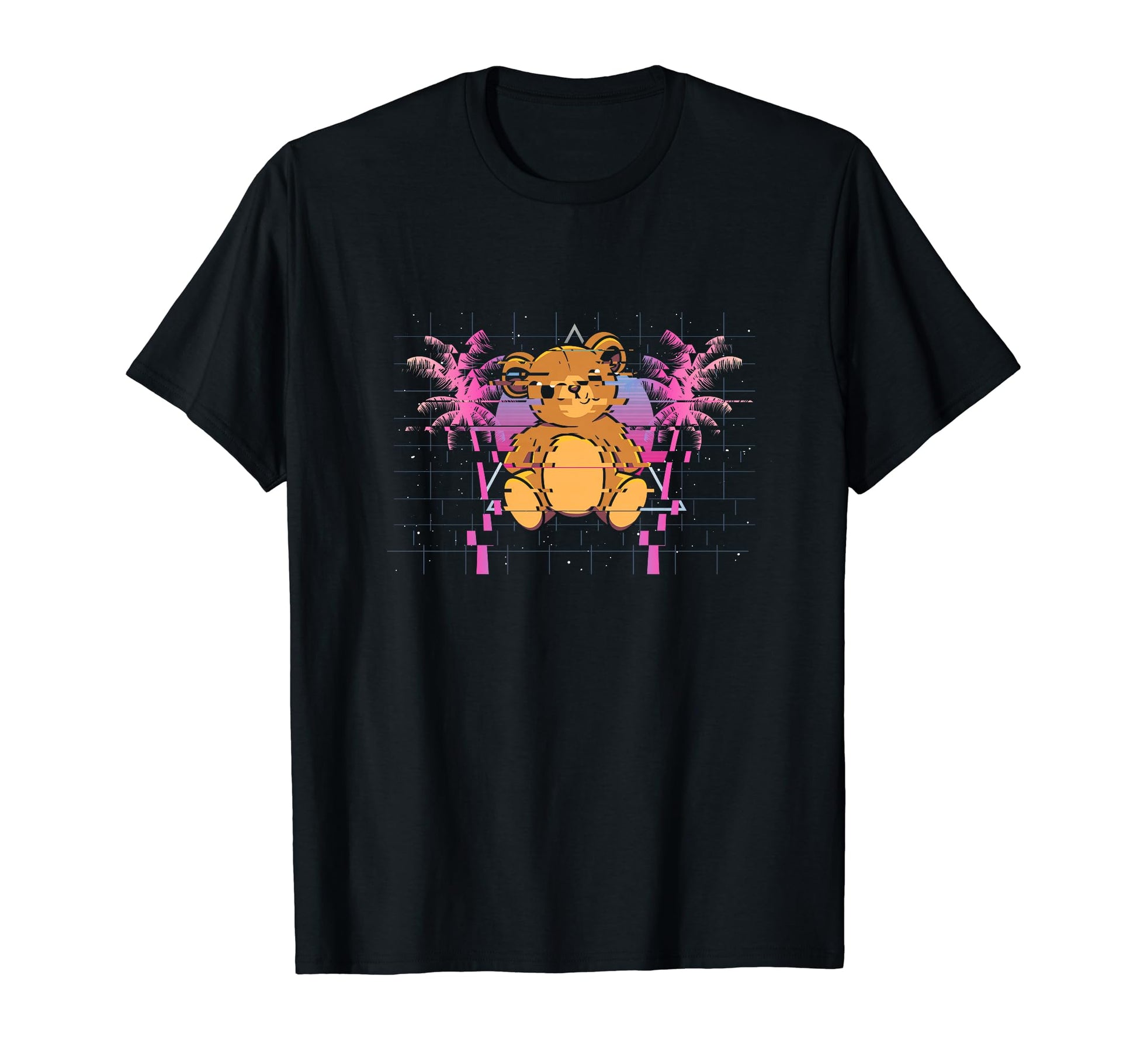 Pixelated Bear Pixelated Palm Trees T-Shirt - Custom Art Print Men Women - T-Shirt, Sweatshirt, Hoodie