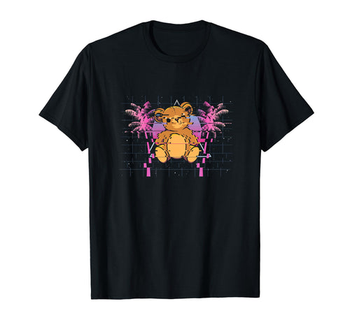 Pixelated Bear Pixelated Palm Trees T-Shirt - Custom Art Print Men Women - T-Shirt, Sweatshirt, Hoodie