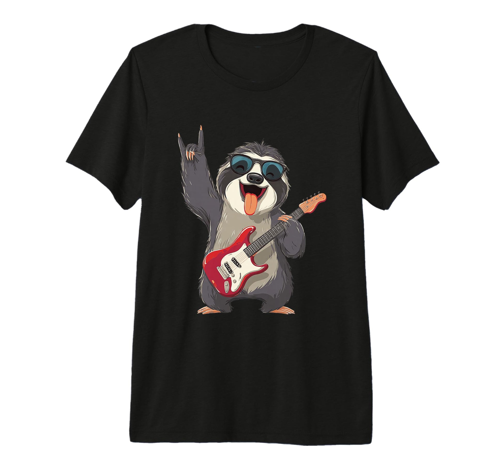 Funny Sloth Rock Music Guitar Player T-Shirt - Custom Art Print Men Women - T-Shirt, Sweatshirt, Hoodie