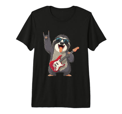 Funny Sloth Rock Music Guitar Player T-Shirt - Custom Art Print Men Women - T-Shirt, Sweatshirt, Hoodie